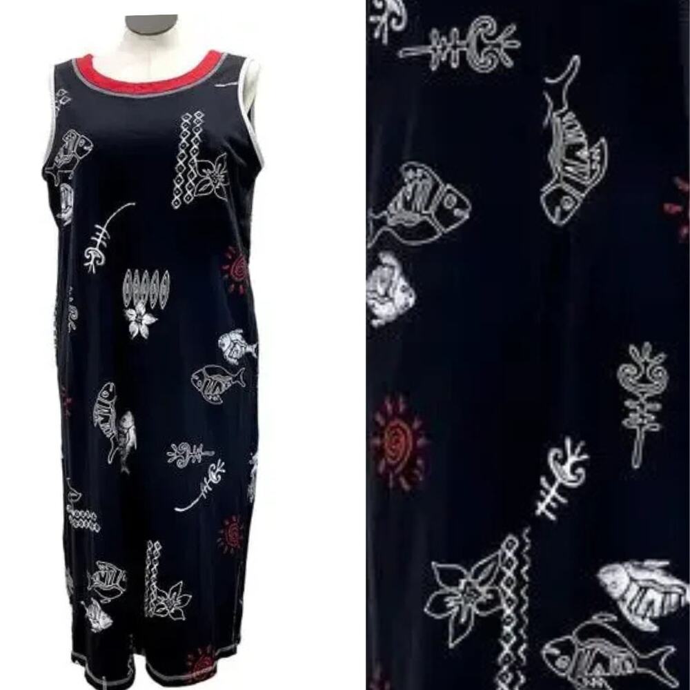 Original Copa Cabana Size XL Tank Dress Beach Tropical Fish USA Vintage READ